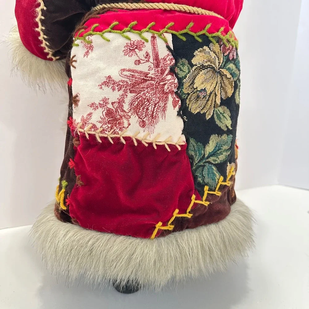 House‎ of Hatten Victorian Crazy Quilt Santa Claus Father Christmas Figurine Tag